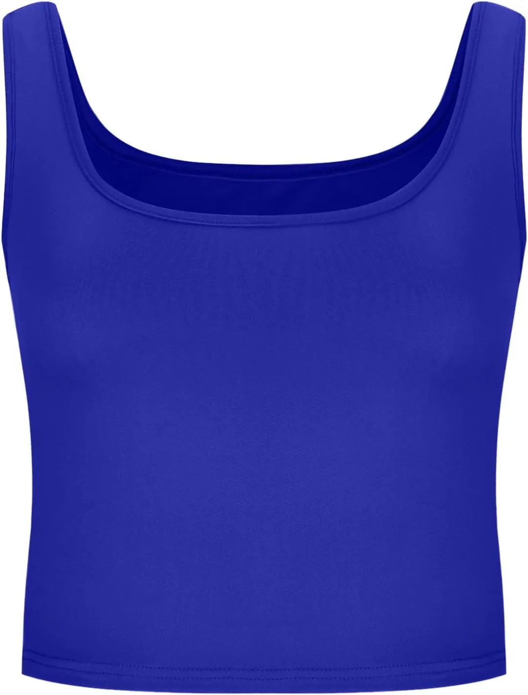 Women's Sleeveless Square Neck Sports Tank, Summer Elastic Slim Fit Athletic Workout Crop Cami Comfy Breathable Tops