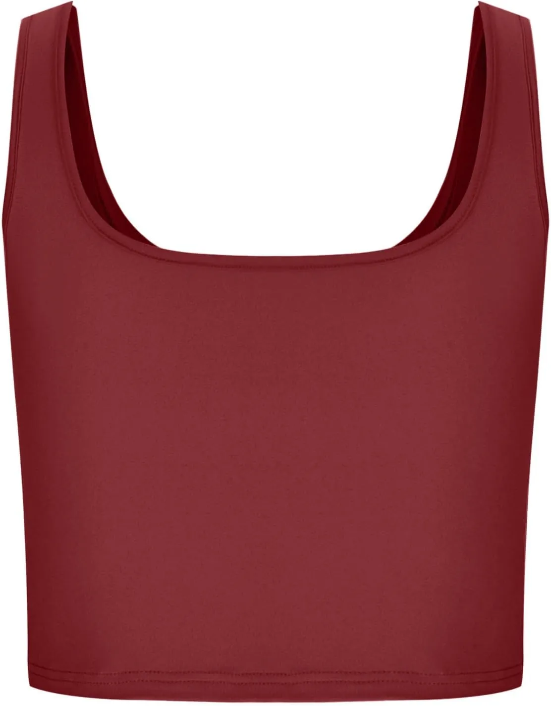 Women's Sleeveless Square Neck Sports Tank, Summer Elastic Slim Fit Athletic Workout Crop Cami Comfy Breathable Tops