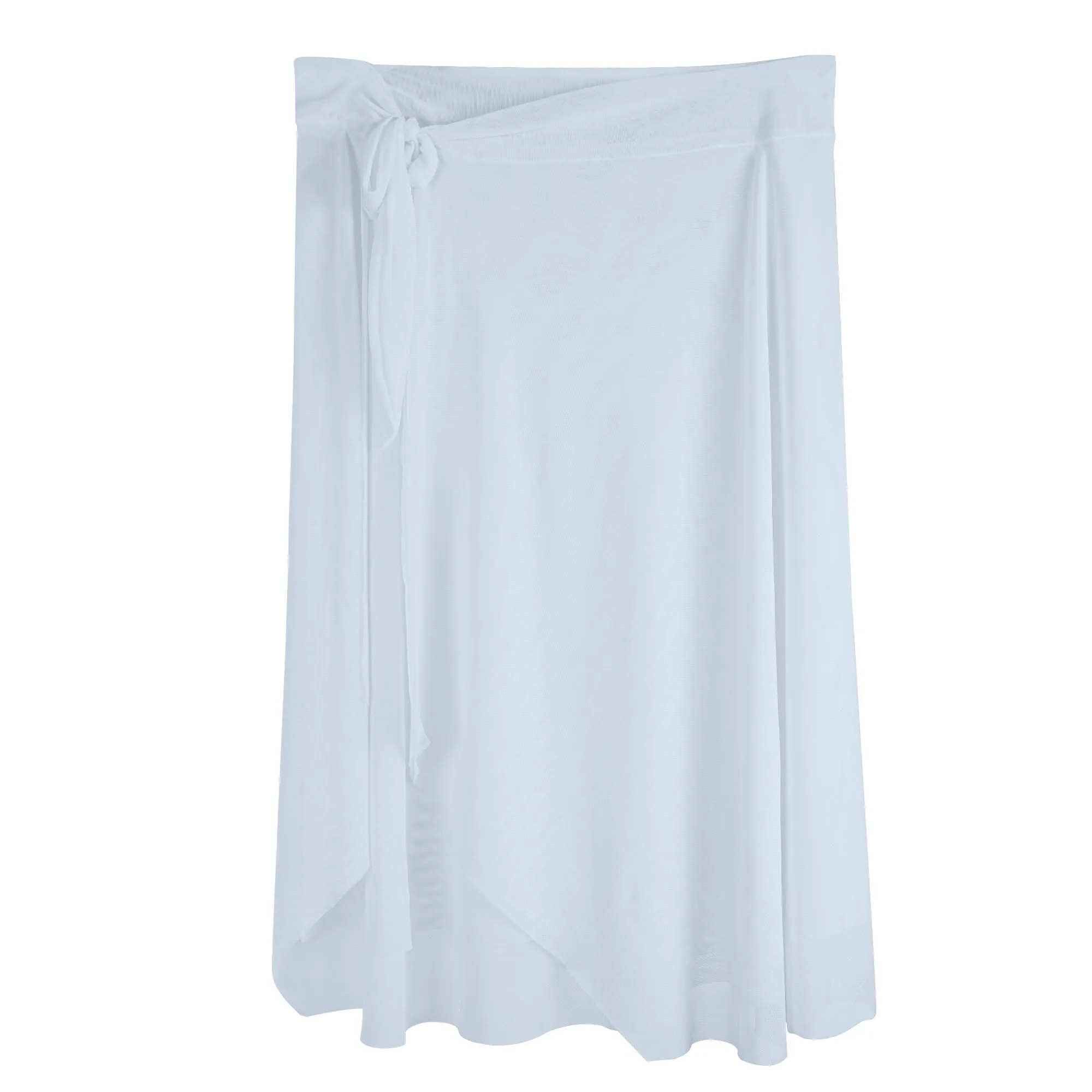 Womens Soft Blue Swimsuit Cover Up Ruffle Tie Side Beach Sarong Wrap Maxi Skirt