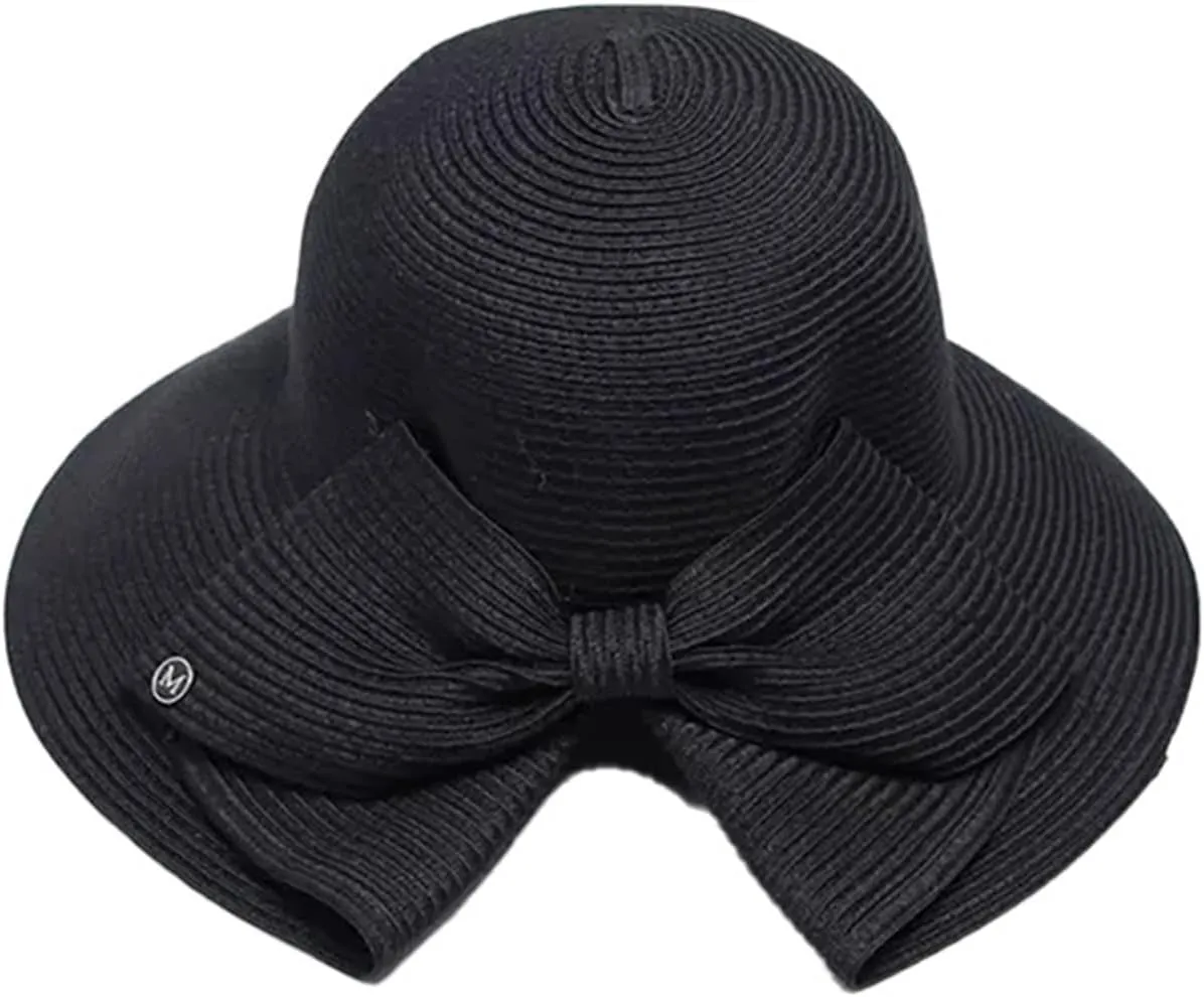 Women's Spring and Summer Outings Bowknot Big Brim Beach Hat Fashion Sun Hat Sunshade Sun Hat Adult Pool Hat