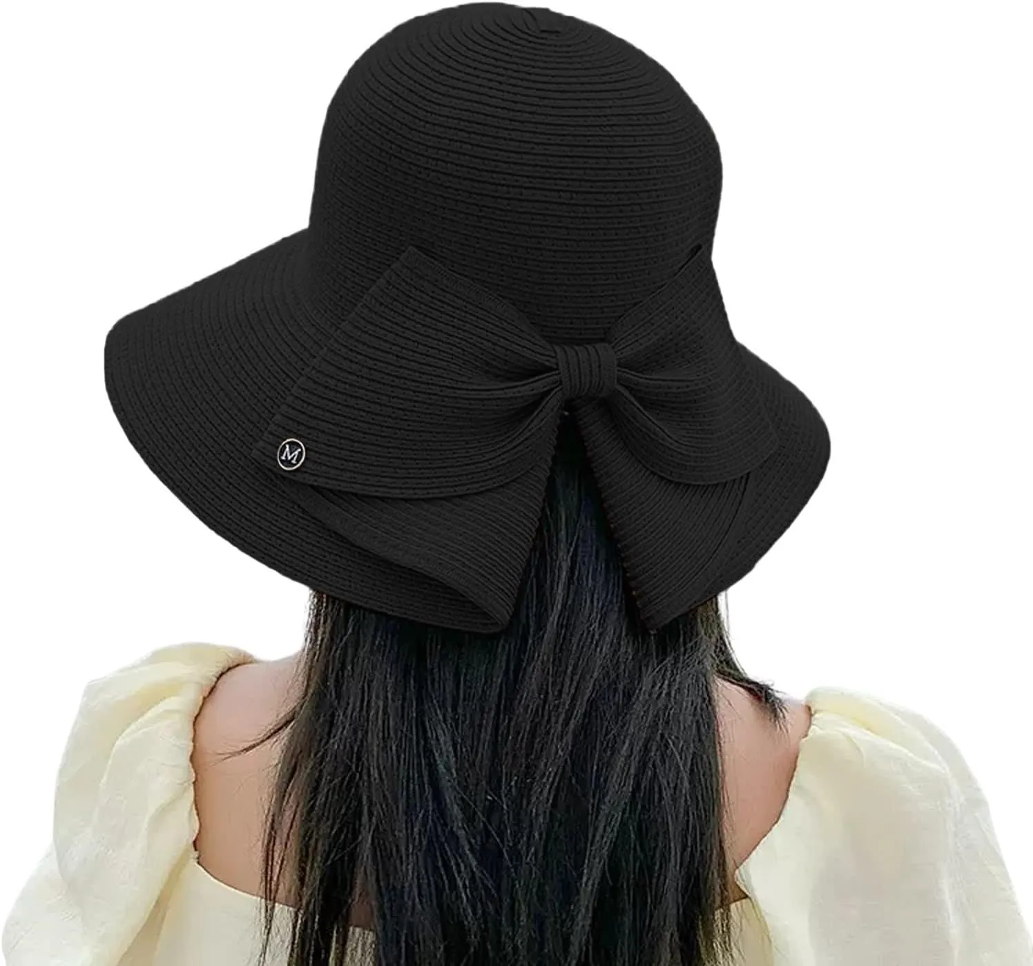 Women's Spring and Summer Outings Bowknot Big Brim Beach Hat Fashion Sun Hat Sunshade Sun Hat Adult Pool Hat