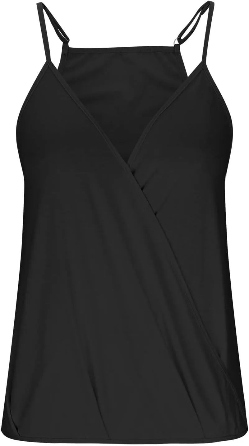 Women's Summer Camisole Tops, V-Neck Criss Cross Wrap Sleeveless Shirts Soft Comfy Breathable Beach Vacation Clothes