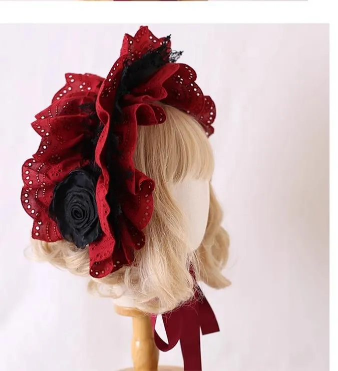 Xiaogui~Classic Lolita Bonnet Lace Elegant Lolita Hat