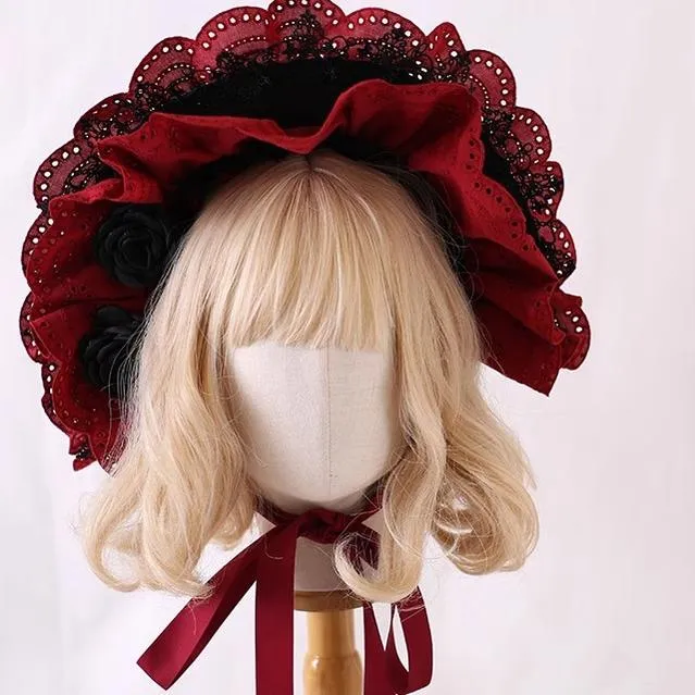 Xiaogui~Classic Lolita Bonnet Lace Elegant Lolita Hat