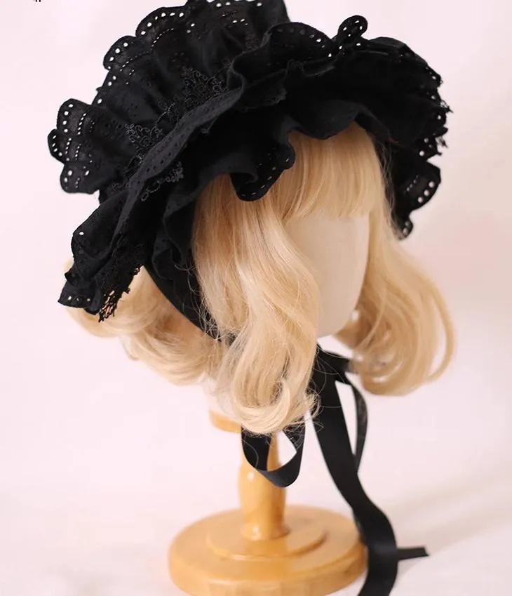 Xiaogui~Classic Lolita Bonnet Lace Elegant Lolita Hat
