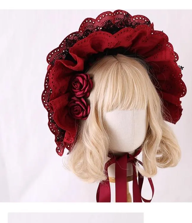 Xiaogui~Classic Lolita Bonnet Lace Elegant Lolita Hat