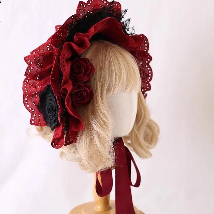 Xiaogui~Classic Lolita Bonnet Lace Elegant Lolita Hat