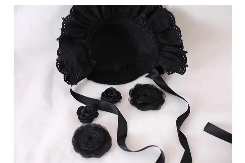 Xiaogui~Classic Lolita Bonnet Lace Elegant Lolita Hat