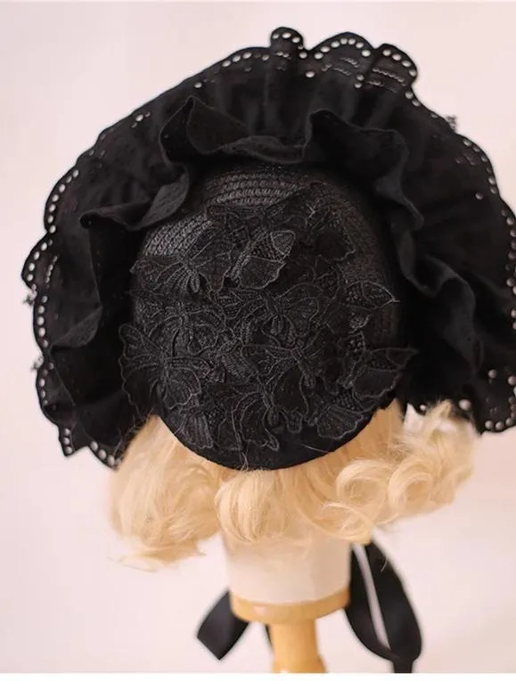 Xiaogui~Classic Lolita Bonnet Lace Elegant Lolita Hat