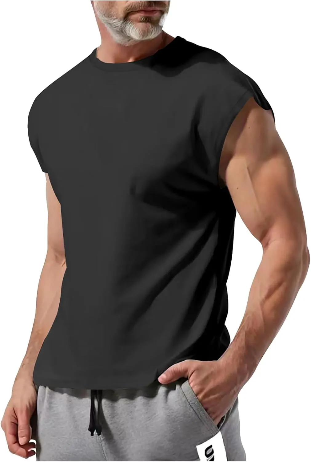 Xiaojmake Mens Workout Tank Tops Loose Athletic Sleeveless Sports T-Shirt Cap Sleeve Running Breathable Gym Muscle Tee Shirt