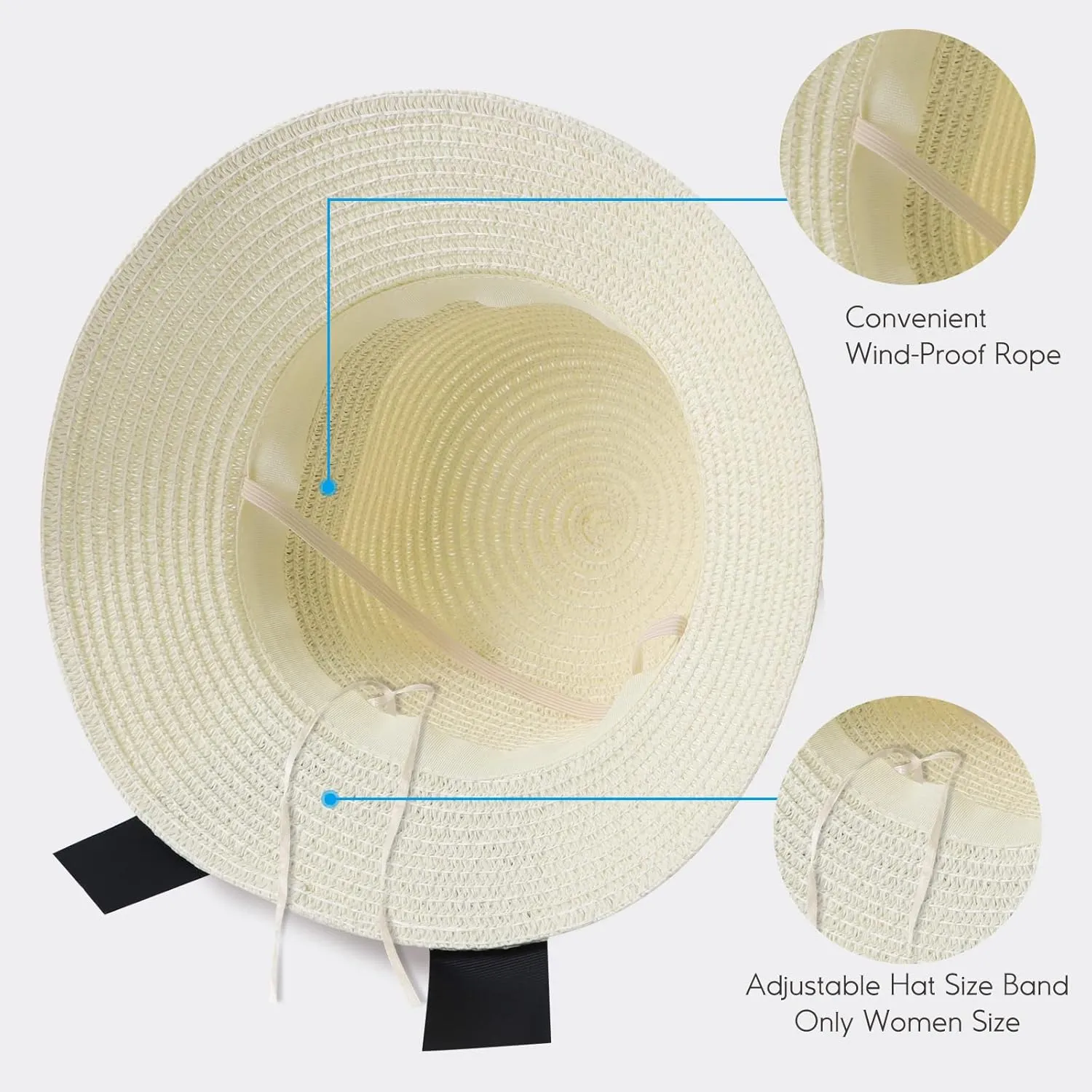 Zsedrut Women,Little Girls Straw Sun Hat Summer Beach Cap Foldable Visor Floppy Hats Wide Brim with Bowknot